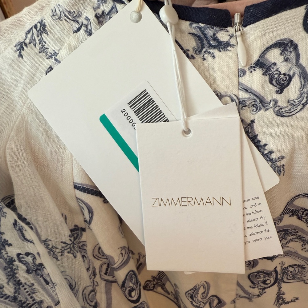 NWT Zimmermann Elegant Cream and Blue Women's Dress - Picture 4 of 5